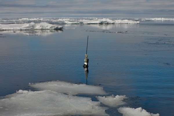 A NEMO float, part of the global Argo array of ocean sensing stations, deployed in the Arctic from the German icebreaker Polarstern Bremerhaven