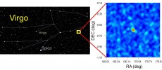 The position of Virgo I in the constellation of Virgo (left). (Tohoku University/National Astronomical Observation of Japan)