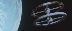 In Stanley Kubrick's movie, 2001: A Space Odyssey, the rotating spacecraft creates artificial gravity through centripetal force. (YouTube)