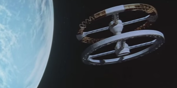 In Stanley Kubrick's movie, 2001: A Space Odyssey, the rotating spacecraft creates artificial gravity through centripetal force. (YouTube)