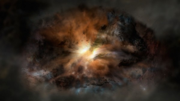 This artist's rendering shows a galaxy called W2246-0526, the most luminous galaxy known.