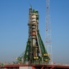 The Progress 65 spacecraft is pictured at its launch pad at the Baikonur Cosmodrome in Kazakhstan. (RSC Energia/NASA)