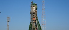 The Progress 65 spacecraft is pictured at its launch pad at the Baikonur Cosmodrome in Kazakhstan. (RSC Energia/NASA)