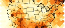 The figure shows the expected increase in the number of summertime storms that produce extreme precipitation at century's end compared to the period 2000 - 2013. (Andreas Prein, NCAR)