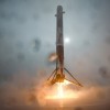 Falcon 9 rocket approaches landing target on floating ship, but tips over moments after.