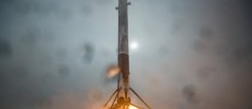 Falcon 9 rocket approaches landing target on floating ship, but tips over moments after.