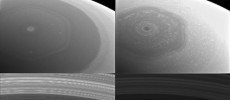 This collage of images shows Saturn's northern hemisphere and rings as viewed with four different spectral filters. (NASA/JPL-Caltech/Space Science Institute)