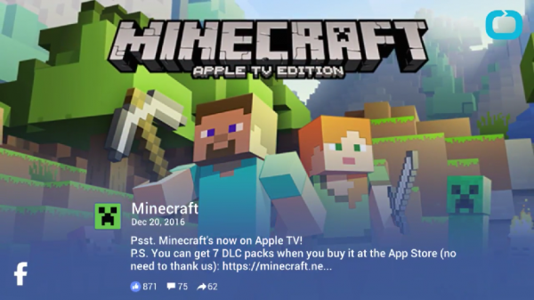 Minecraft is now available on on AppleTV. (YouTube)