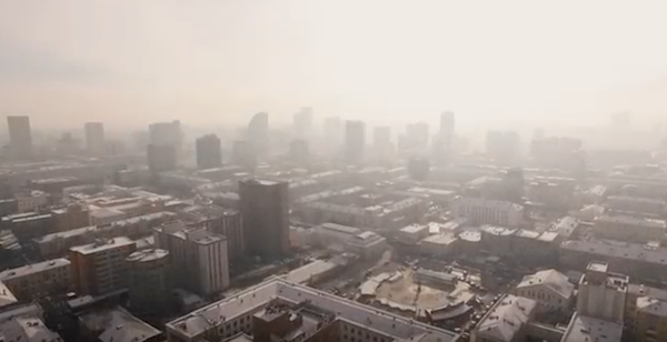 A bird's eye view of Ulaanbaatar, the capital city of Mongolia, covered in smog. (YouTube(