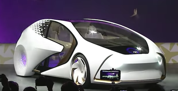Toyota built the concept with its Newport Beach CALTY design research group, with tech supplied by the carmaker's San Francisco-based innovation hub. (YouTube)