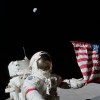 Apollo 17 Commander Eugene Cernan and the U.S. flag on the lunar surface. (NASA)