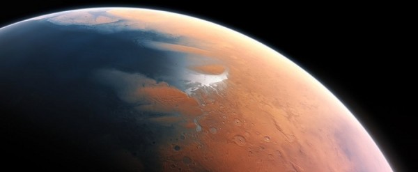 An artist’s impression of what Mars might have looked like with water, when any potential Martian microbes would have evolved. (ESO/M. KORNMESSER)
