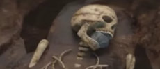 An image of the skeleton found with a stone in its mouth. (YouTube)