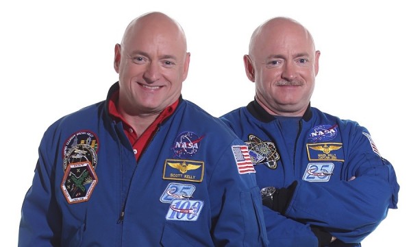 Identical twins, Scott and Mark Kelly, are the subjects of NASA’s Twins Study. Scott (left) spent a year in space while Mark (right) stayed on Earth as a control subject. Researchers are looking at the effects of space travel on the human body.