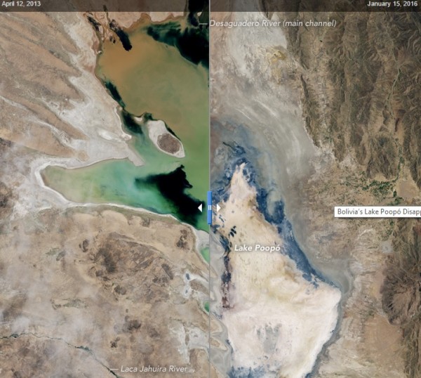 Bolivia's second largest lake, Lake Poopó disappeared in just a matter of three years.