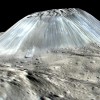 Ahuna Mons seen in a simulated perspective view. The elevation has been exaggerated by a factor of two. The view was made using enhanced-color images from NASA’s Dawn mission. (NASA)