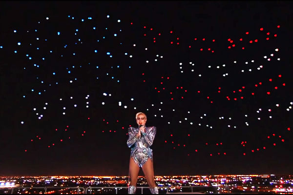 Hundreds of drones featured in Lady Gaga's Super Bowl LI Halftime Performance in Houston on Sunday. (YouTube)