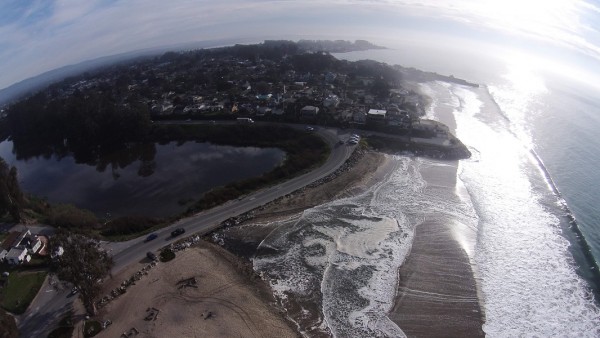 UAV imagery of king tide event at Twin Lakes Beach, Santa Cruz, California. 