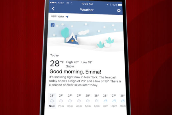 Facebook now has a built-in weather app. (YouTube)