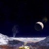 This artist's rendering illustrates a conceptual design for a potential future mission to land a robotic probe on the surface of Jupiter's moon Europa.