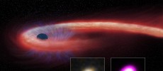 Artist's conception of a tidal disruption event similar to the decade-long TDE that NASA reported of a supermassive black hole tearing apart a massive star. (YouTube)