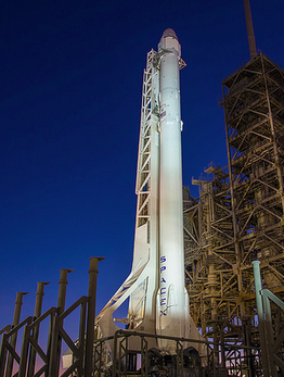  Falcon 9 Rocket With Dragon Spacecraft Vertical at Launch Complex 39A (YouTube)