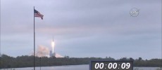 The SpaceX Dragon lifts off atop a Falcon 9 rocket from Kennedy Space Center in Florida. (NASA TV)