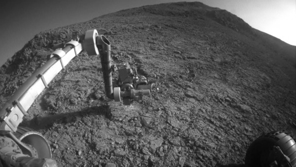 The target beneath the tool turret at the end of the rover's robotic arm in this image from NASA's Mars Exploration Rover Opportunity is "Private John Potts."