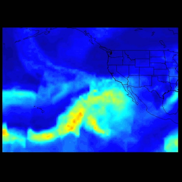 A series of atmospheric rivers that brought drought-relieving rains, heavy snowfall and flooding to California by NASA's Aqua satellite. (NASA/JPL-Caltech)