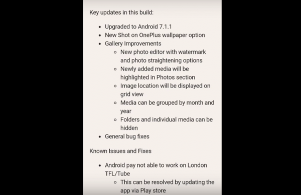 OxygenOS Android 7.1.1 Nougat Changelog