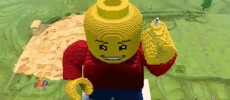 A Lego statue is seen in the 'Lego Worlds' environment. (YouTube)