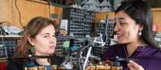 Researchers including MIT professor Daniela Rus (left) and research scientist Stephanie Gil (right) have developed a technique for preventing malicious hackers from commandeering robot teams’ communication networks.           