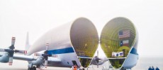 NASA's Super Guppy aircraft readies to transport the Orion spacecraft pressure vessel.