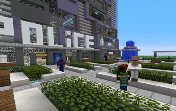  Minecraft police and the police station is on display. 