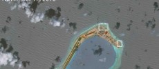 Chinese anti-aircraft guns on Subi Reef.          