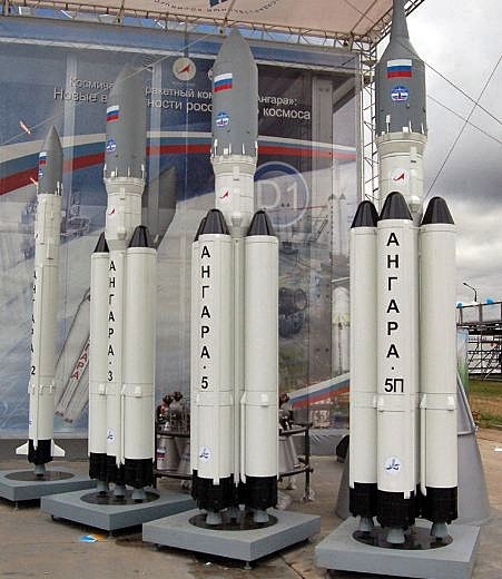 Scale models of the Angara launch vehicle family.                   