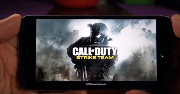 'Call of Duty Strike Team' is being run on an iPhone. 
