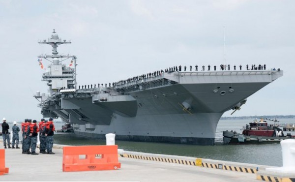 USS Gerald R. Ford returns to Naval Station Norfolk after builder's sea trials.                     