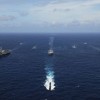 Warships of the United States, India, Japan, Australia and Singapore in the Bay of Bengal during Exercise Malabar.            