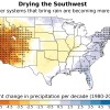 Weather systems that typically bring moisture to the southwestern United States are forming less often, resulting in a drier climate across the region. 