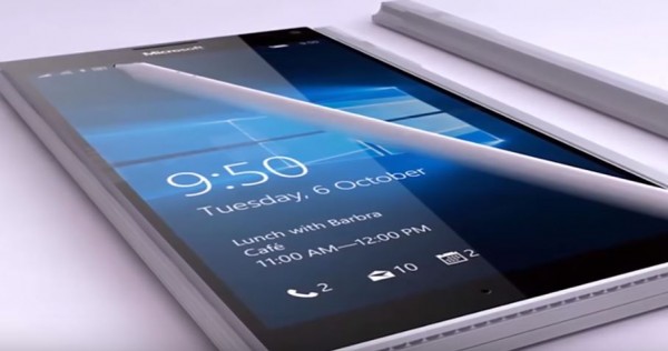  A concept design of the upcoming Microsoft Surface Phone. (YouTube)