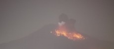 Volcanic lightning and lava flowed from Mt. Sakurajima that erupted last Friday night in Japan.