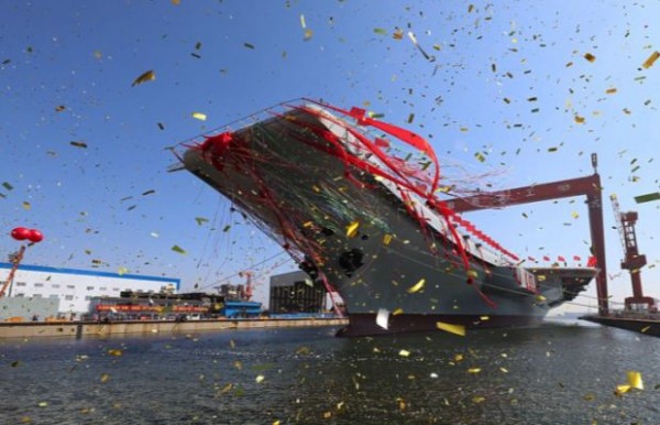 Confetti during the launch of China's second carrier.                  
