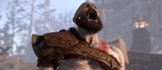 Kratos shouts before attacking an enemy beast.