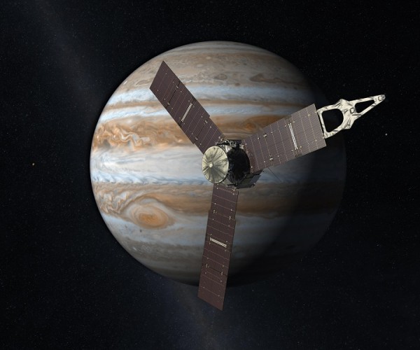 Launching from Earth in 2011, the Juno spacecraft will arrive at Jupiter in 2016 to study the giant planet from an elliptical, polar orbit.