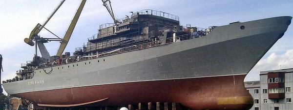 Russian spy ship Ivan Khurs under construction.                