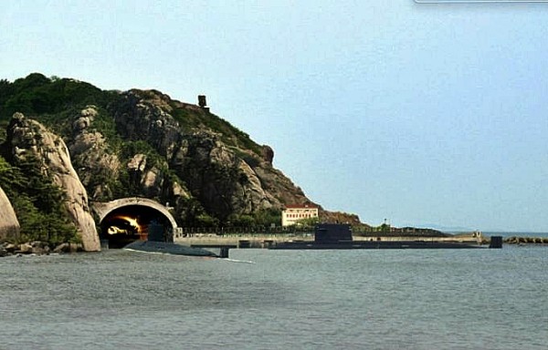 Nuclear submarine pen at Yulin Naval Base.           