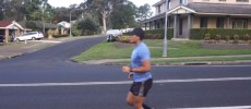  A man illustrates the proper way of running. 