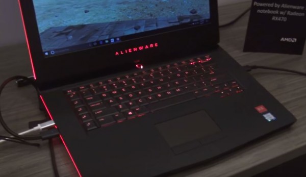 An Alienware laptop sporting AMD device. 