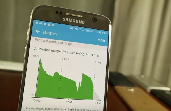 A smartphone displays the estimated usage time remaining of the device.